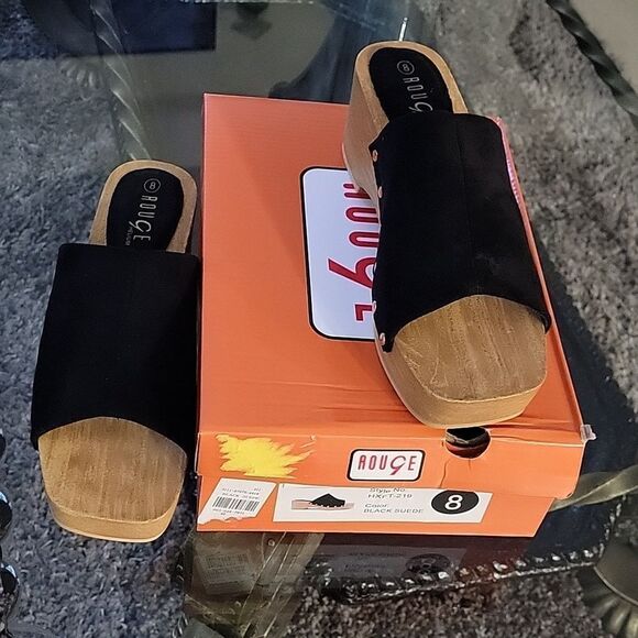 BRAND NEW ROUGE HELUIM SUEDE WOODEN BLOCK HEEL SANDAL - Picture 15 of 16